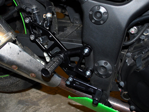 Kawasaki Ninja EX250 '08-12 Black Eccentric Complete Rearset w/ Shift & Brake Pedals